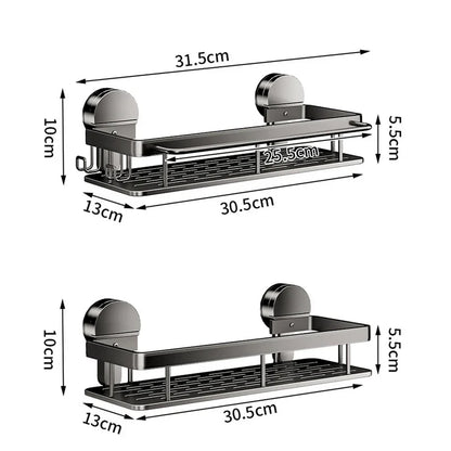 Suction Cup Bathroom Shelf No Drill Wall Mounted Shampoo Bottle Shower Rack Toilet Storage Rack Aluminum Bathroom Kitchen