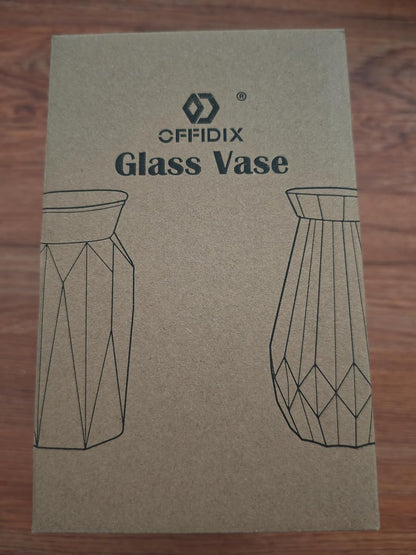 Glass Vase Gradient Multicolor with Geometric Faceted Design Floral Vase for Home, Business, Events or Weddings