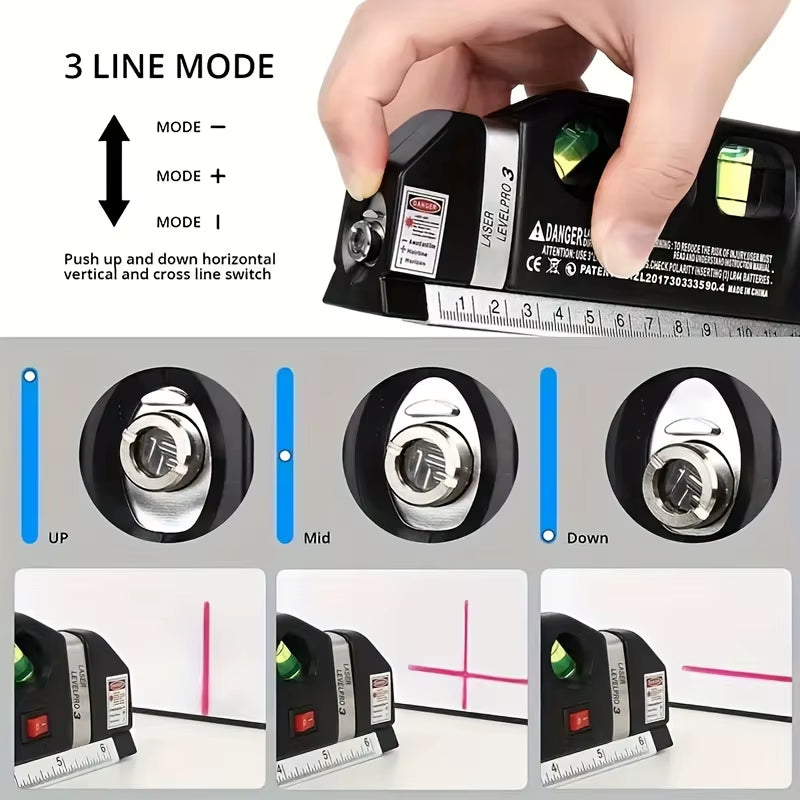 Easy to Use Laser Level Line Tool Multipurpose Laser Level Kit Standard Cross Line Lase 8 Feet Measure Tape Ruler