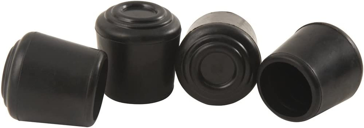 1/2" round Slip-On Rubber Folding Metal Chair Leg Tip Replacement - Protect Surfaces & Dampen Noise, Black, 4 Count (Pack of 1)