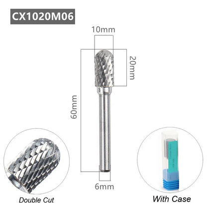 Tungsten Carbide Rotary File Burr Style C Ball Nose Cylinder 6Mm 1/4 Shank Mould Carving Tools Single Cut Milling Cutter Metal